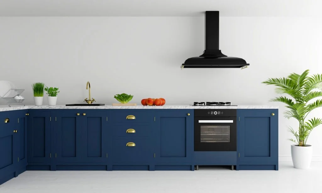 blue kitchen cabinets